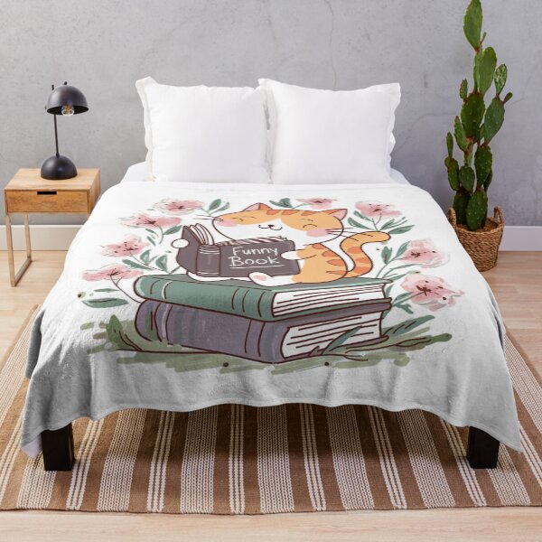 Item preview, Cute Cat Reading a Funny Book Among Flowers designed and sold by Coollzone.