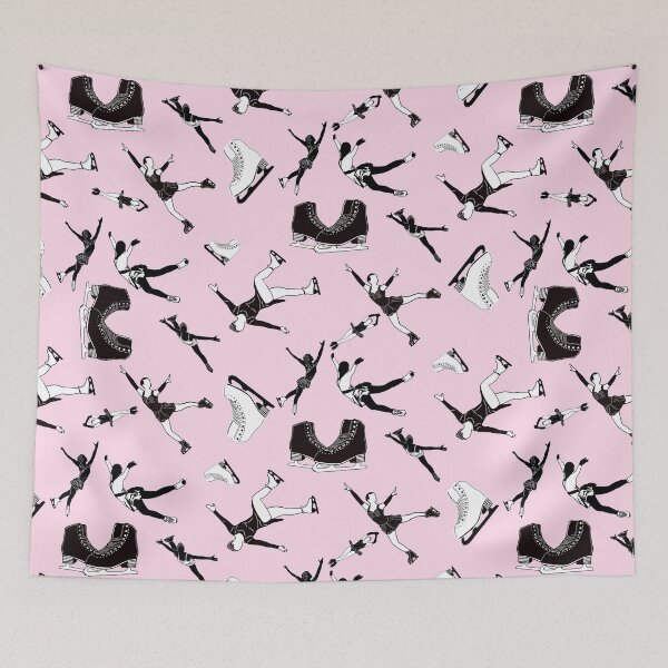 Item preview, Figure Skating Female Silhouettes on Pastel Pink Background designed and sold by PD-Skating.