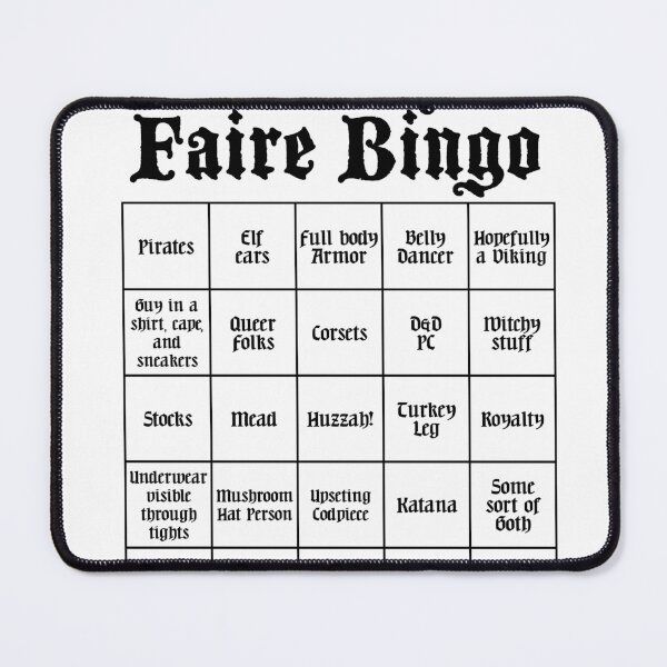 Item preview, Ye Olde Ren Faire Bingo designed and sold by Goth-It-Covered.