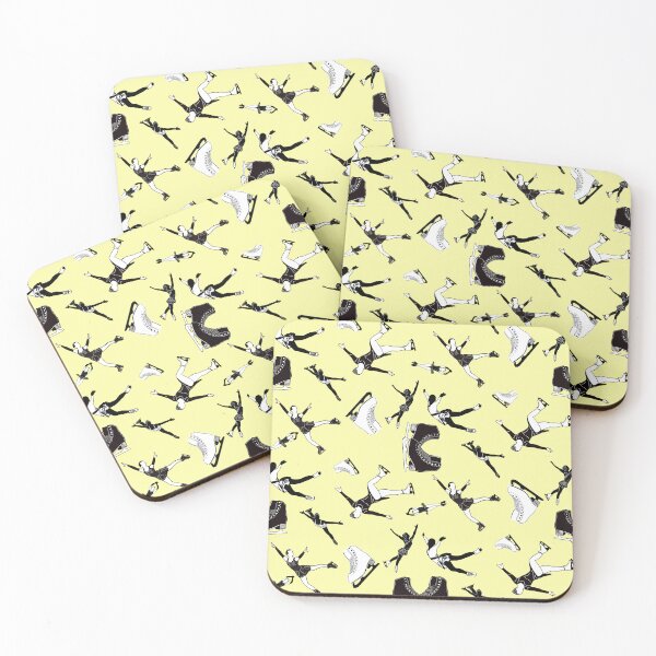 Item preview, Figure Skating Female Silhouettes on Pastel Yellow Background designed and sold by Purposely Designed.