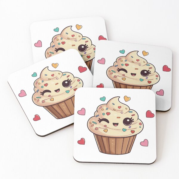 Item preview, Cupcake with hearts and sprinkles designed and sold by ScribbleLoft.