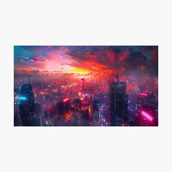 Item preview, Futuristic Tokyo city skyline - Digital fantasy art designed and sold by TheArtistOf2022.