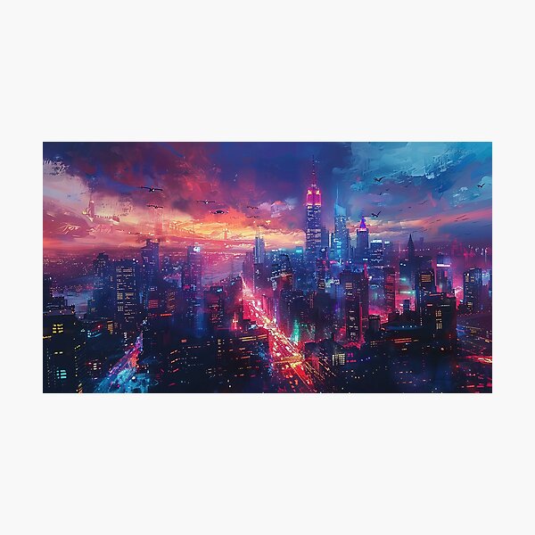 Item preview, Futuristic Tokyo city skyline - Digital fantasy art designed and sold by TheArtistOf2022.
