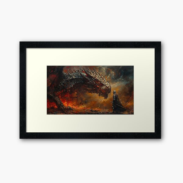 Item preview, Knight facing a dragon - Fantasy painting designed and sold by TheArtistOf2022.