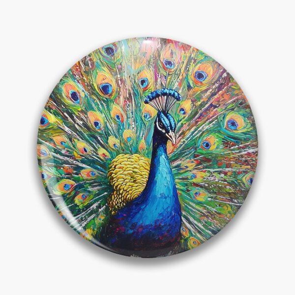 Artikelvorschau, Pfau breitet seine Federn aus - Naturmalerei entworfen und verkauft von TheArtistOf2022.