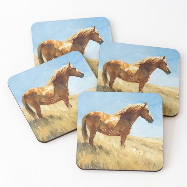 Item preview, Beautiful horse in fields of wheat - Wildlife painting designed and sold by TheArtistOf2022.