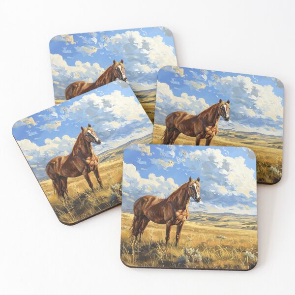 Item preview, Beautiful horse in fields of wheat - Wildlife painting designed and sold by TheArtistOf2022.