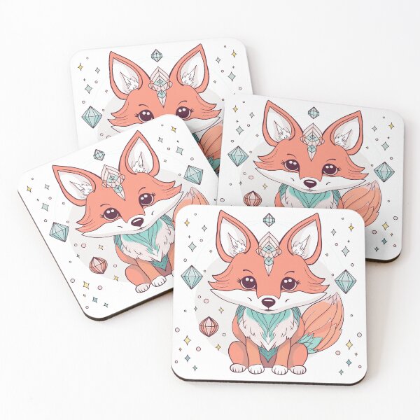 Item preview, Cute fox with gemstones designed and sold by Fox Swell Media.