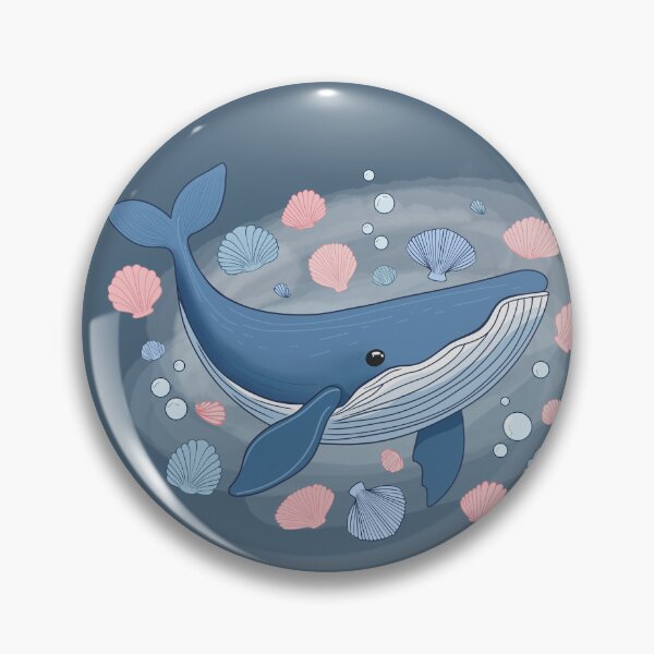 Item preview, Blue whale with seashells designed and sold by Fox Swell Media.