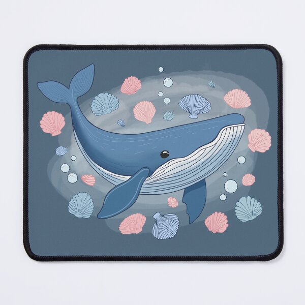 Item preview, Blue whale with seashells designed and sold by Fox Swell Media.