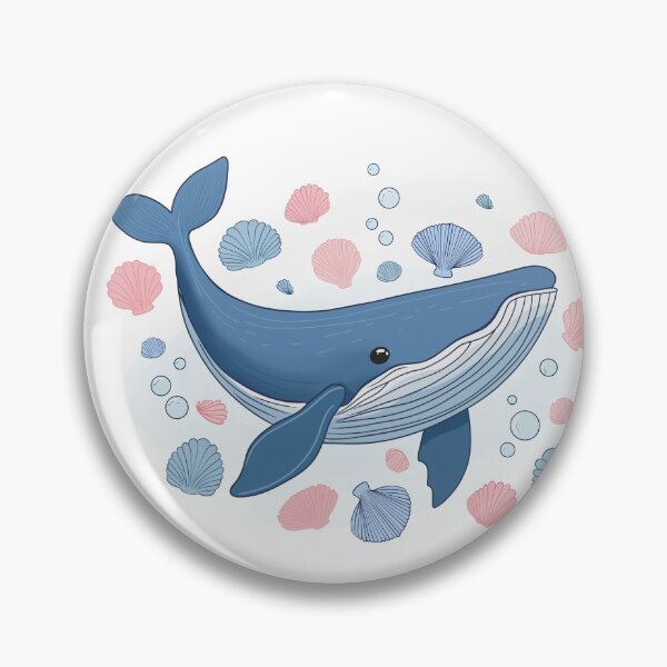 Item preview, Blue whale with seashells designed and sold by Fox Swell Media.