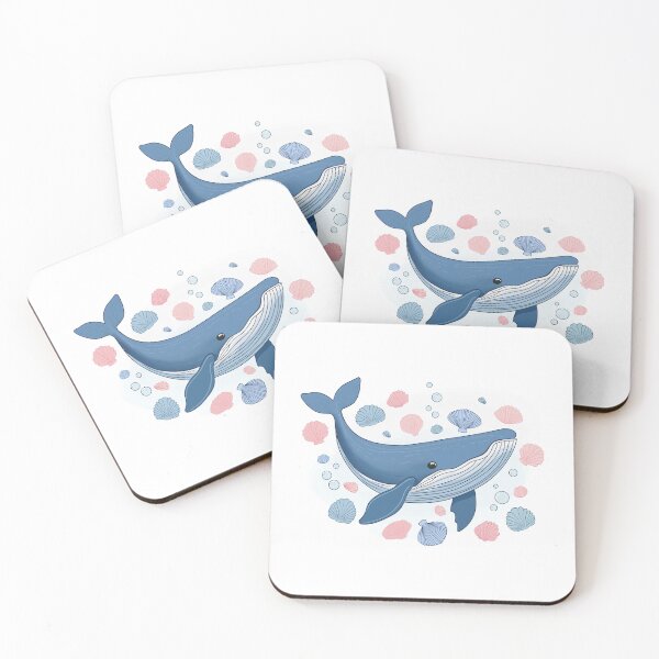 Item preview, Blue whale with seashells designed and sold by Fox Swell Media.