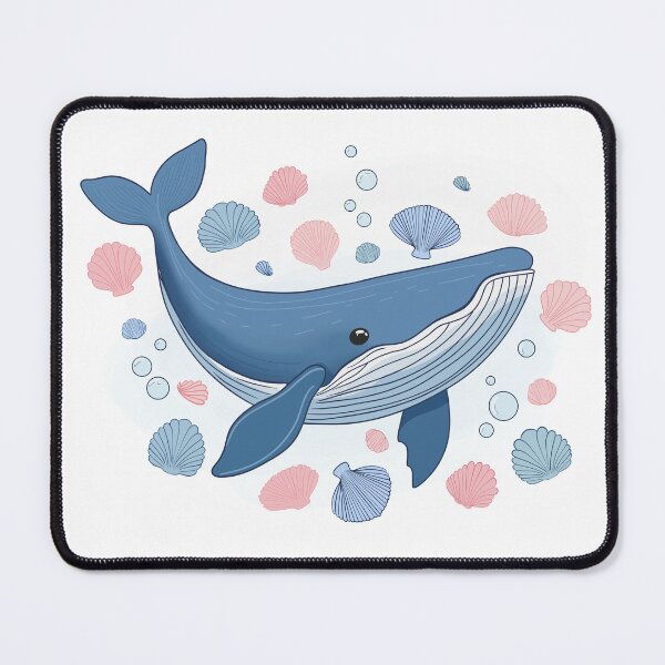 Item preview, Blue whale with seashells designed and sold by Fox Swell Media.