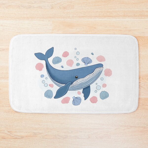 Item preview, Blue whale with seashells designed and sold by Fox Swell Media.