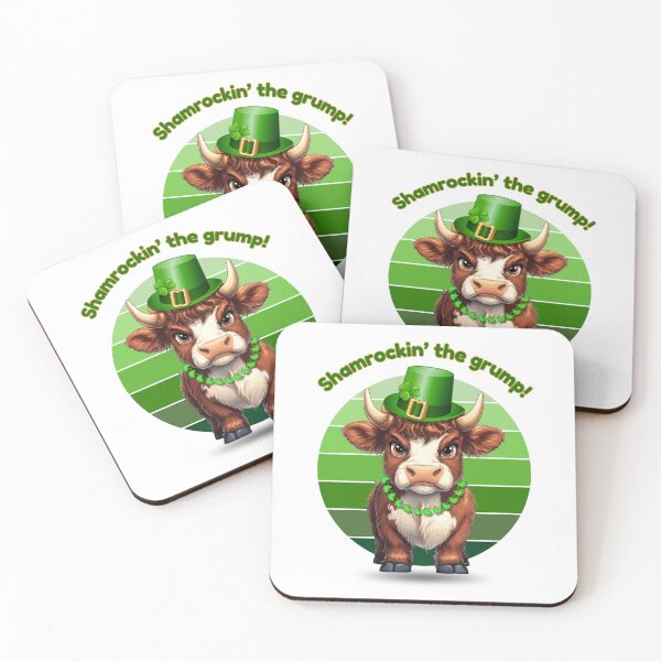 Item preview, St. Patrick's Day Grumpy Highland Cow designed and sold by QuirkyChicArts.
