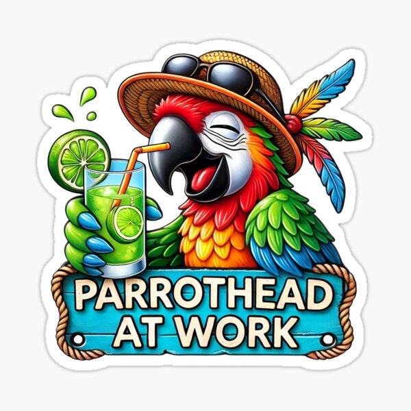 Item preview, Parrothead at work Nr1 - Hard working parrot with drink in his hand - 6500x6500 designed and sold by vronidunk.