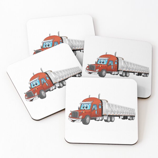 Item preview, Red semi dump truck with silver trailer cartoon designed and sold by Scott Hayes.