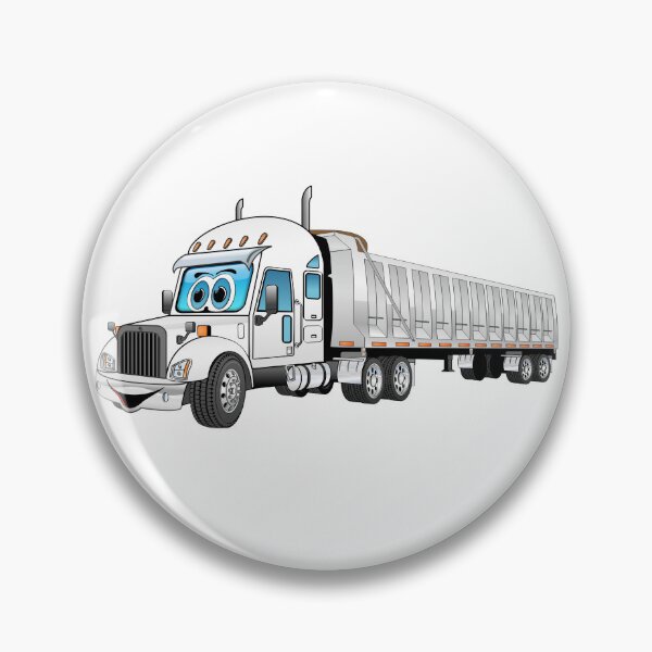 Item preview, White semi dump truck with a silver trailer cartoon designed and sold by Scott Hayes.