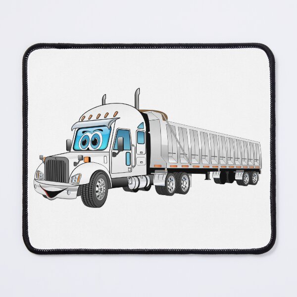 Item preview, White semi dump truck with a silver trailer cartoon designed and sold by Scott Hayes.