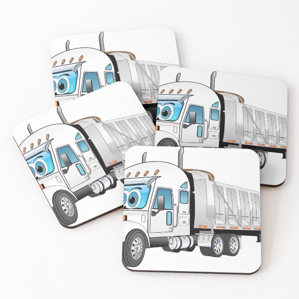 Item preview, White semi dump truck with a silver trailer cartoon designed and sold by Scott Hayes.