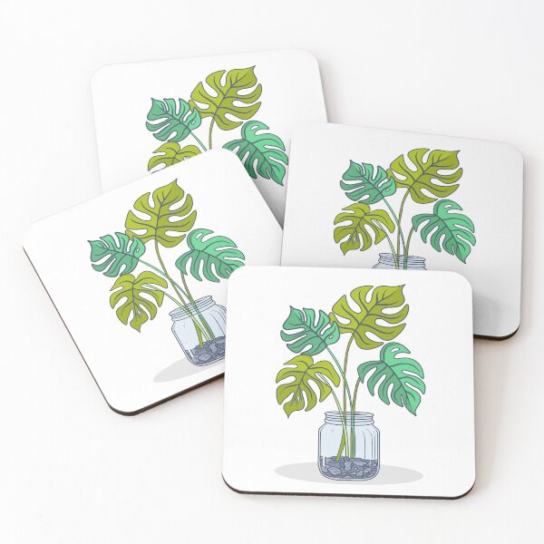 Item preview, Monstera in a jar with stones designed and sold by Fox Swell Media.