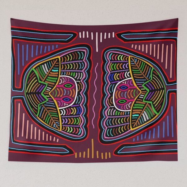 Item preview, mola of kunayala panama colorful flowers designed and sold by Melquidedec.