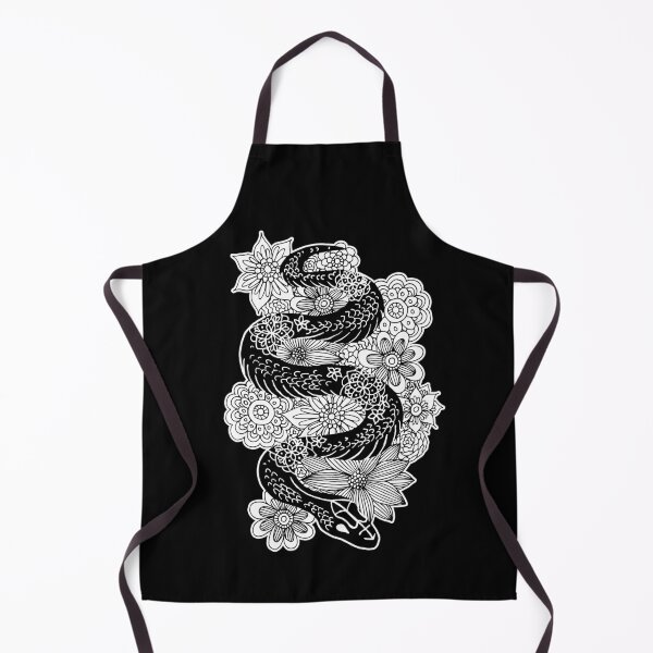 Item preview, Snake with Flowers Black and White Drawing designed and sold by Julie Erin Designs.