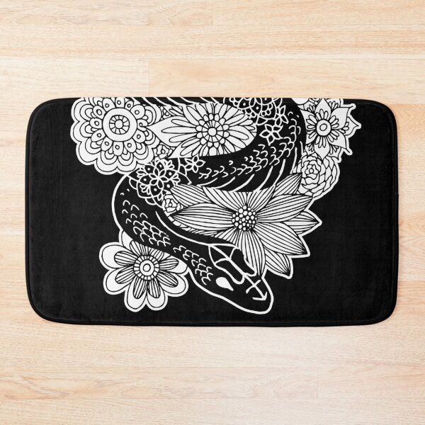 Item preview, Snake with Flowers Black and White Drawing designed and sold by Julie Erin Designs.