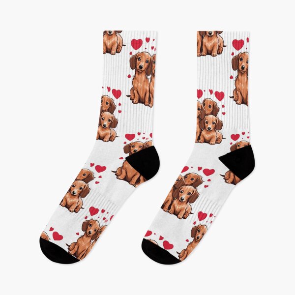 Item preview, Dachshund Puppy Love with Red Hearts designed and sold by muitee.