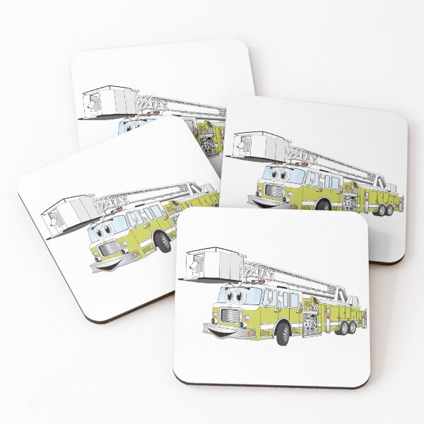 Item preview, Snorkel Ladder Fire Truck Lime Green Cartoon designed and sold by Scott Hayes.