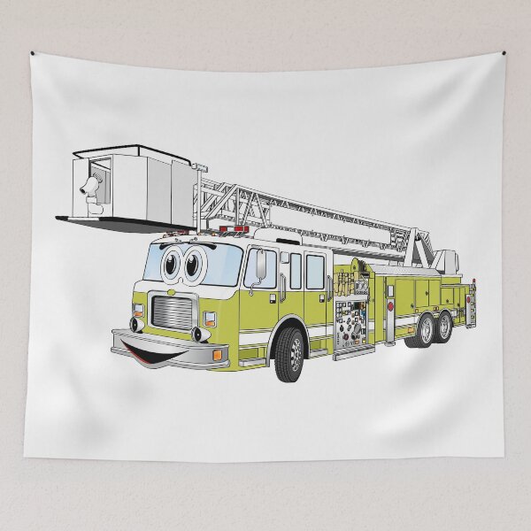 Item preview, Snorkel Ladder Fire Truck Lime Green Cartoon designed and sold by Scott Hayes.