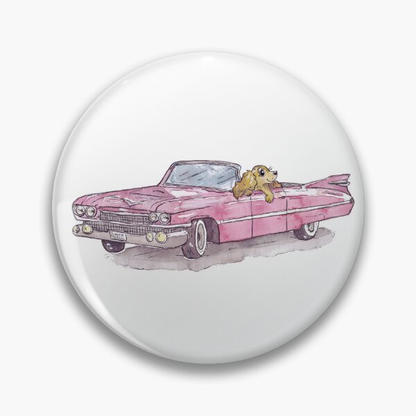 Artikelvorschau, Retro rosa Auto und Hund entworfen und verkauft von inKseparable.