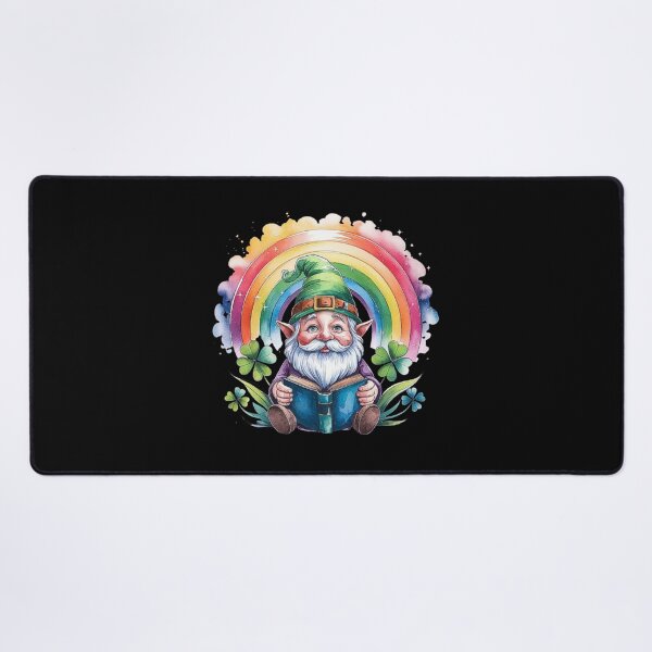 Item preview, Whimsical Leprechaun with Rainbow and Clover Illustration designed and sold by love3617.