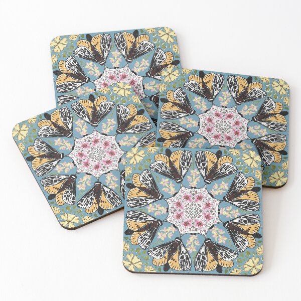 Item preview, Golden sun moth, metallic sun orchid, hibbertia, manuka designed and sold by Clare Younis.