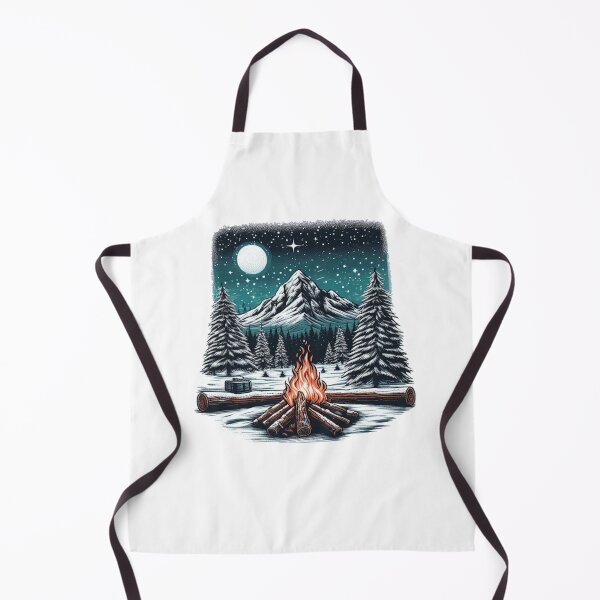 Item preview, Moonlit Snowy Mountainous Landscape and Campfire designed and sold by Tenpaces.