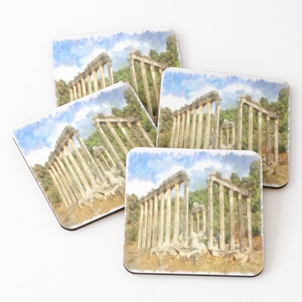 Item preview, Euromos Roman Ruins Watercolor Painting designed and sold by taiche.