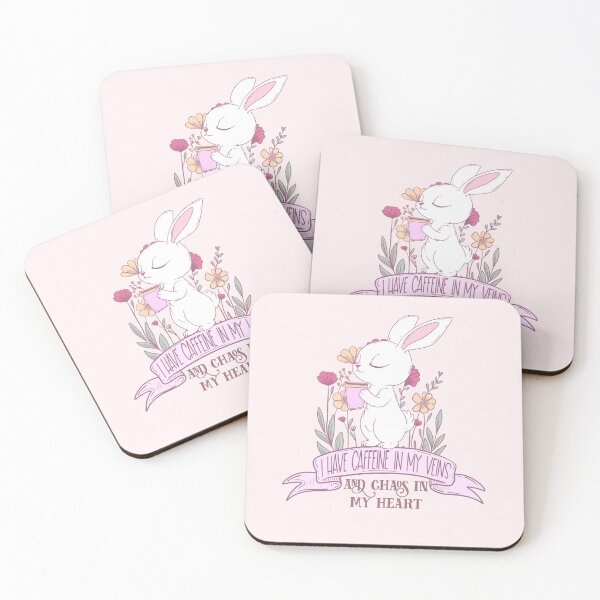 Item preview, Caffeine in My Veins and Chaos in My Heart - Cute Bunny Coffee Lover designed and sold by Jess.a.creates.