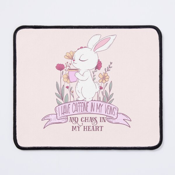 Item preview, Caffeine in My Veins and Chaos in My Heart - Cute Bunny Coffee Lover designed and sold by Jess.a.creates.