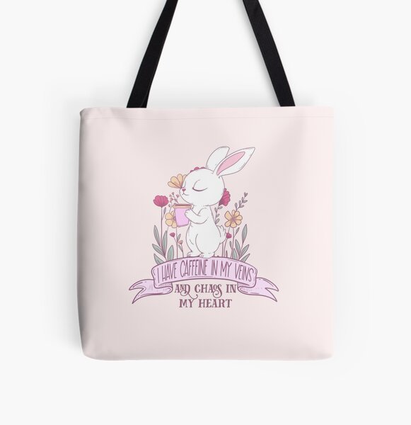 Item preview, Caffeine in My Veins and Chaos in My Heart - Cute Bunny Coffee Lover designed and sold by Jess.a.creates.