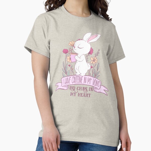 Item preview, Caffeine in My Veins and Chaos in My Heart - Cute Bunny Coffee Lover designed and sold by Jess.a.creates.