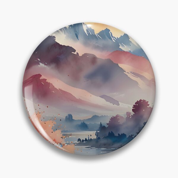 Item preview, Pastel Peaks and Calm Waters, Modern Watercolor Landscape, Dreamy Pastel Aesthetic, Inspired By Nature Minimalistic Paintings, Visual Calm Scenery designed and sold by Kintsugi99.