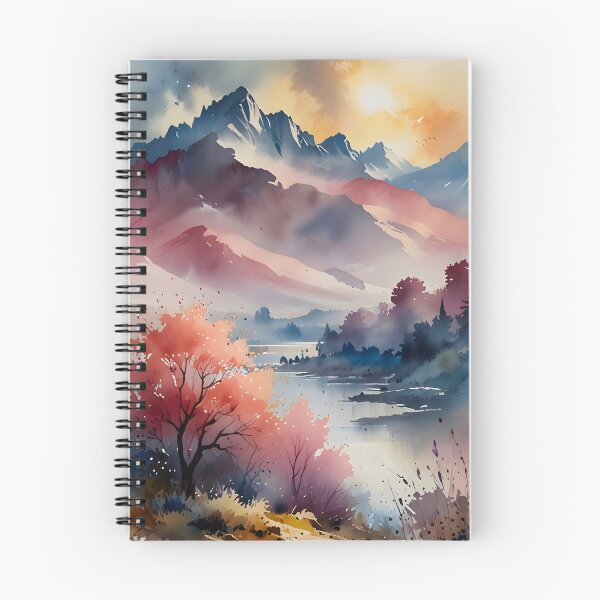 Item preview, Pastel Peaks and Calm Waters, Modern Watercolor Landscape, Dreamy Pastel Aesthetic, Inspired By Nature Minimalistic Paintings, Visual Calm Scenery designed and sold by Kintsugi99.