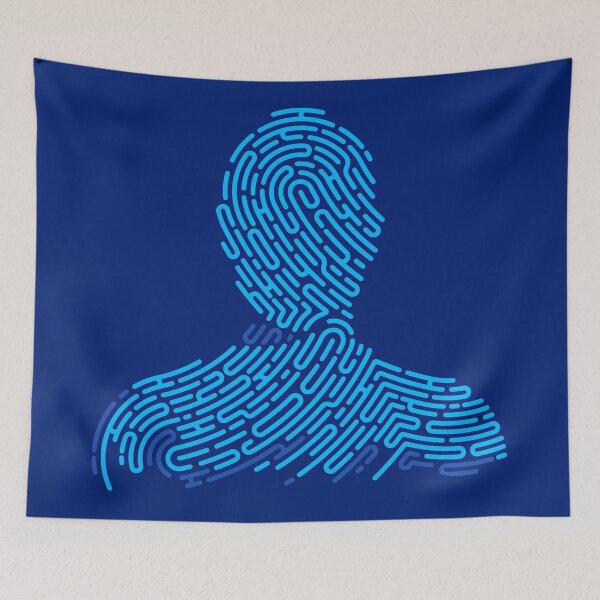 Item preview, biometrics digital forensics man head shape fingerprint pattern designed and sold by NiamLab.