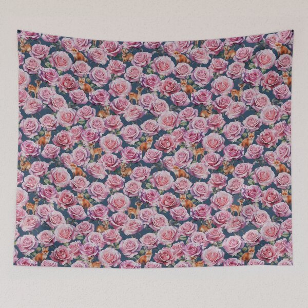 Item preview, Roses , flowers , glamour , glamorous ,pink ,animals  ,deer  ,fox ,dark , romance ,dreams , fantasy ,rabbit ,hares ,elegant ,blooms ,wallpaper ,bambi designed and sold by letsgow8th.