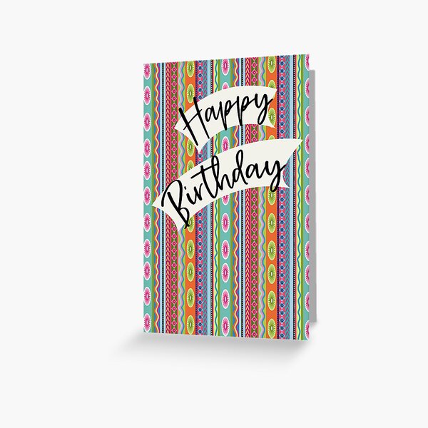 Item preview, Birthday with Colorful Patterned Stripes designed and sold by Cedarrue.