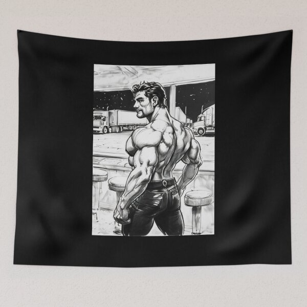 Item preview, 1940s Vintage Truck Stop Tom of Finland Tribute Gay Pride Graphic Design designed and sold by ItsAKinkThing.