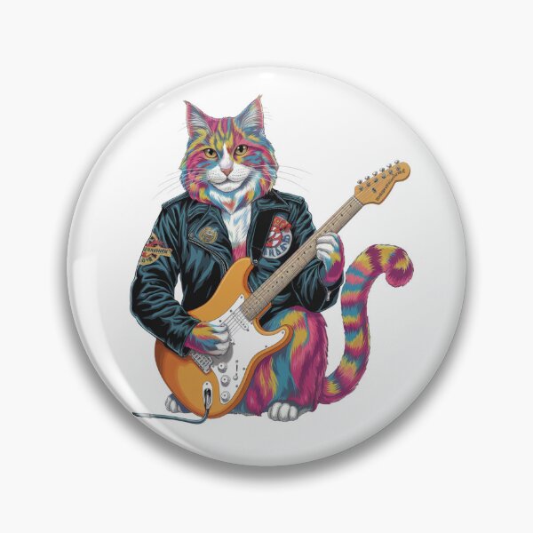 Item preview, Psychedelic Leather Coat Kitty Playing Guitar Design designed and sold by Peter Stawicki.