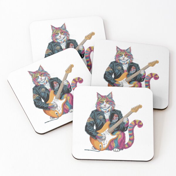 Item preview, Psychedelic Leather Coat Kitty Playing Guitar Design designed and sold by Peter Stawicki.