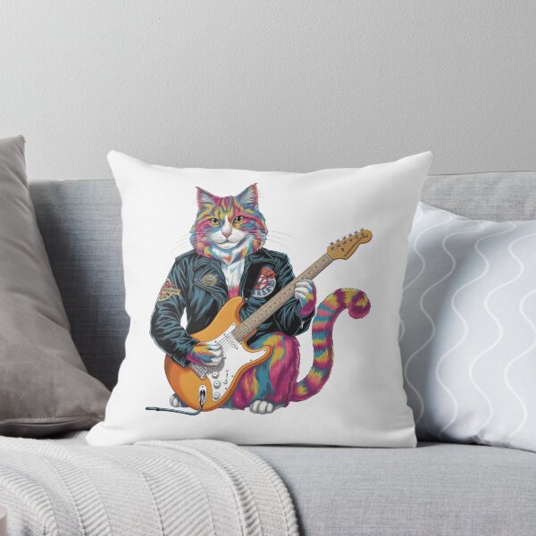 Item preview, Psychedelic Leather Coat Kitty Playing Guitar Design designed and sold by Peter Stawicki.