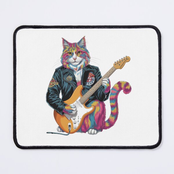 Item preview, Psychedelic Leather Coat Kitty Playing Guitar Design designed and sold by Peter Stawicki.